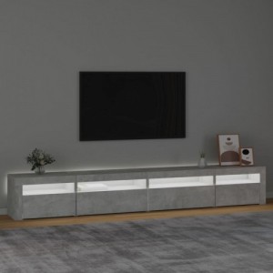 Betonszürke TV-szekrény LED lámpákkal 270x35x40 cm