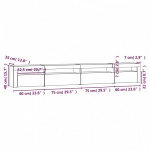 Szürke sonoma színű TV-szekrény LED-lámpákkal 270x35x40 cm