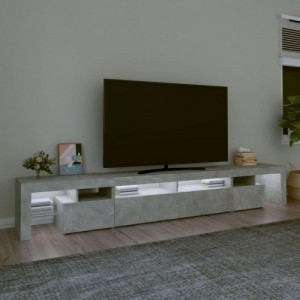 Betonszürke TV-szekrény LED lámpákkal 260x36,5x40 cm