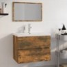 Füstös tölgy színű szerelt fa fürdőszobai bútorszett