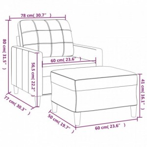 Világosszürke szövet kanapéfotel lábtartóval 60 cm