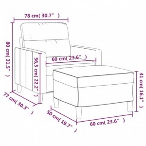 Világosszürke szövet kanapéfotel lábtartóval 60 cm