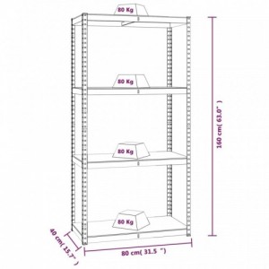 3 db 4 szintes antracitszürke acél és szerelt fa tárolópolc