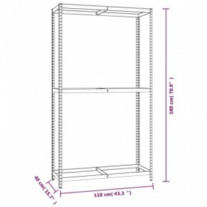 4 db ezüstszínű 2 szintes acél gumiabroncstartó 110x40x180 cm