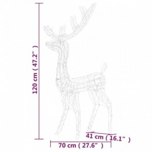 3 db meleg fehér fényű akril karácsonyi rénszarvasdísz 120 cm