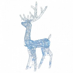 2 db hideg fehér fényű akril karácsonyi rénszarvasdísz 120 cm