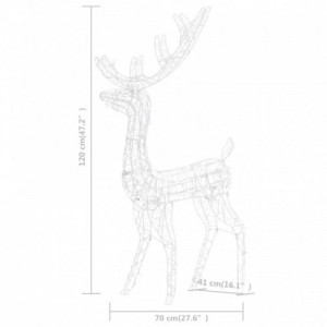 3 db színes akril karácsonyi rénszarvas dekoráció 120 cm