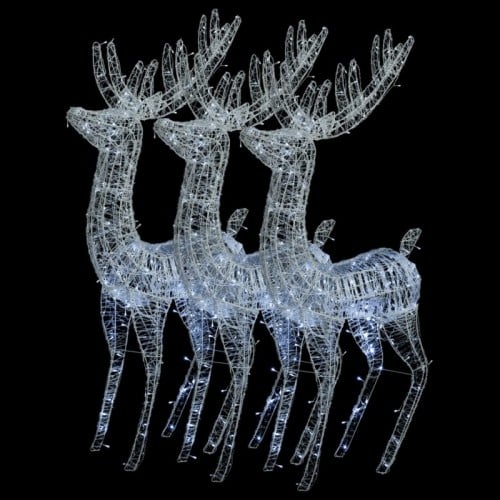 3 db hideg fehér XXL akril karácsonyi rénszarvas 250 LED 180 cm