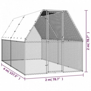 Kültéri horganyzott acél tyúkól 2 x 4 x 2 m