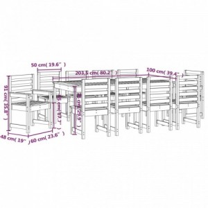 11 részes szürke tömör fenyőfa kerti étkezőgarnitúra