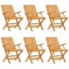 6 db tömör tíkfa összecsukható kerti szék 61x67x90 cm