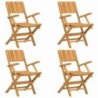 4 db tömör tíkfa összecsukható kerti szék 55 x 61 x 90 cm