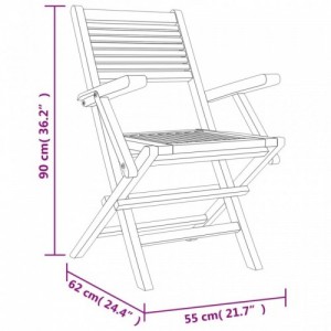 6 db tömör tíkfa összecsukható kerti szék 55 x 62 x 90 cm