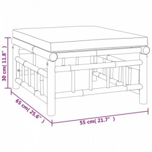 5 részes bambusz kerti ülőgarnitúra sötétszürke párnákkal