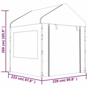 Fehér polietilén pavilon tetővel 20,07 x 2,28 x 2,69 m