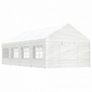 Fehér polietilén pavilon tetővel 8,92 x 4,08 x 3,22 m