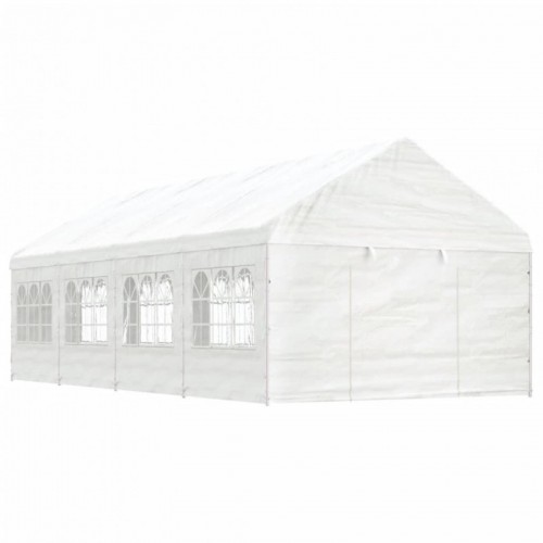 Fehér polietilén pavilon tetővel 8,92 x 4,08 x 3,22 m