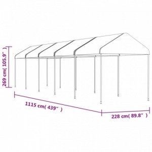 Fehér polietilén pavilon tetővel 11,15 x 2,28 x 2,69 m