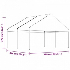 Fehér polietilén pavilon tetővel 4,46 x 5,88 x 3,75 m