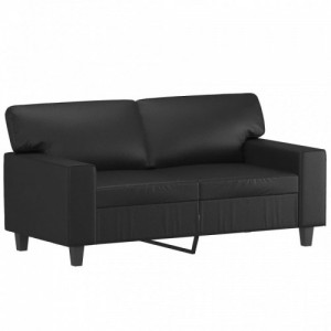 2 személyes fekete műbőr kanapé 120 cm