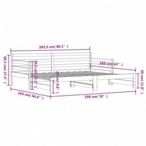 Tömör fenyőfa kihúzható kanapéágy 80 x 200 cm