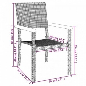 5 részes fekete polyrattan kerti étkezőgarnitúra