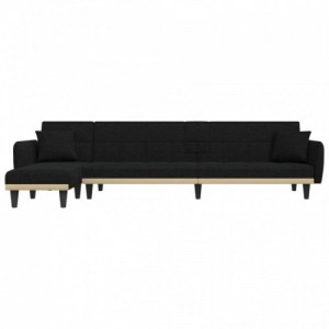 Fekete L-alakú szövet kanapéágy 275x140x70 cm