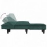Sötétzöld L-alakú bársony kanapéágy 255x140x70 cm
