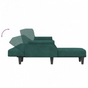 Sötétzöld L-alakú bársony kanapéágy 271x140x70 cm