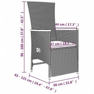 3 részes szürke polyrattan kerti étkezőgarnitúra párnával