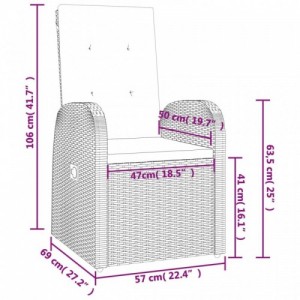 3 részes szürke polyrattan kerti étkezőgarnitúra párnával