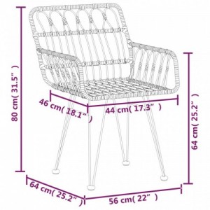 7 részes fekete polyrattan kerti étkezőgarnitúra