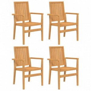 4 db tömör tíkfa rakásolható kerti szék 56,5 x 57,5 x 91 cm