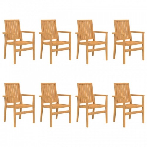 8 db rakásolható tömör tíkfa kerti szék 56,5 x 57,5 x 91 cm