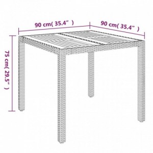 3 részes fekete polyrattan kerti étkezőgarnitúra párnákkal