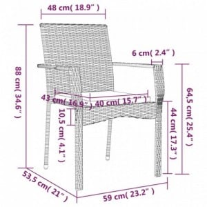 9 részes fekete polyrattan kerti étkezőgarnitúra párnákkal