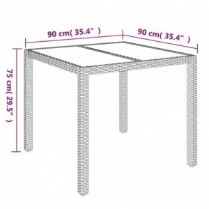 3 részes fekete polyrattan kerti étkezőgarnitúra párnákkal