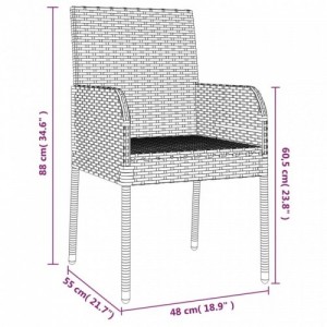 3 részes szürke polyrattan kerti étkezőgarnitúra párnával