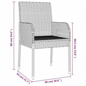 11 részes fekete-szürke polyrattan étkezőgarnitúra párnákkal