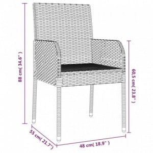 5 részes fekete polyrattan kerti étkezőgarnitúra párnákkal