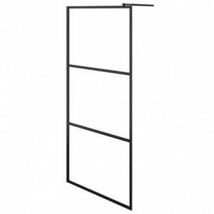 Fekete ESG üveg és alumínium zuhanyfal polccal 80 x 195 cm