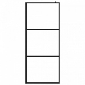 Fekete ESG üveg és alumínium zuhanyfal polccal 80 x 195 cm