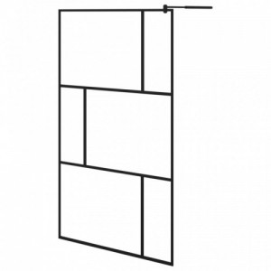 Fekete ESG üveg és alumínium zuhanyfal polccal 115x195 cm