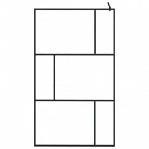 Fekete ESG üveg és alumínium zuhanyfal polccal 115x195 cm