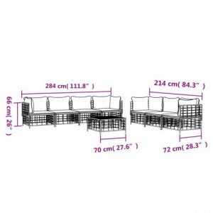 8 részes antracitszürke polyrattan kerti ülőgarnitúra párnákkal