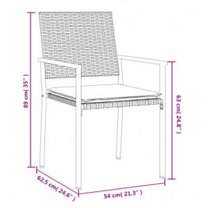 3 részes polyrattan és acél kerti étkezőgarnitúra párnával