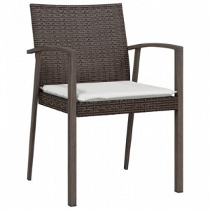 4 db barna polyrattan kerti szék párnával 56,5x57x83 cm