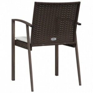 4 db barna polyrattan kerti szék párnával 56,5x57x83 cm