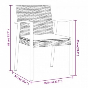 4 db barna polyrattan kerti szék párnával 56,5x57x83 cm