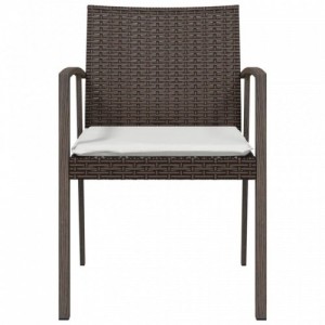 6 db barna polyrattan kerti szék párnával 56,5x57x83 cm